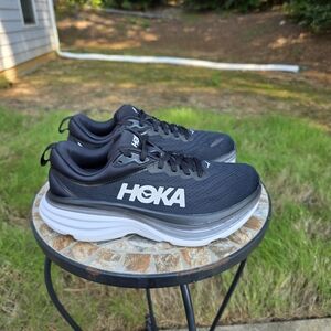 Hoka Bondi 8 1127952 BWHT Black/White Running Shoes Women Size 7.5 B Worn 1 Week
